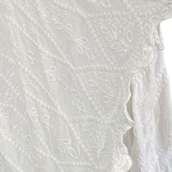 XCVI White Eyelet Lace Draped Long Vest Oversized Bohemian Cottagecore - Picture 2 of 9